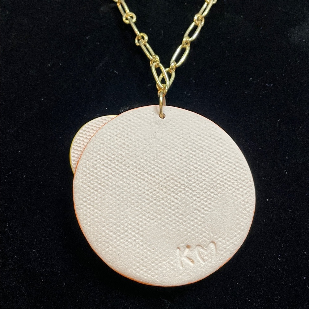 Clay Pendant Necklace Sunset/Summer theme on a gold link chain-Handmade by Me - Picture 5 of 11